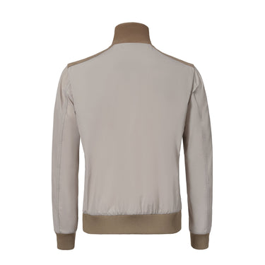 Kiton Bomber Jacket with Leather Details in Light Beige - SARTALE