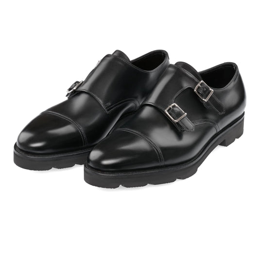 John Lobb "William" Leather Double Monk with Lightweight Walking Sole in Black - SARTALE