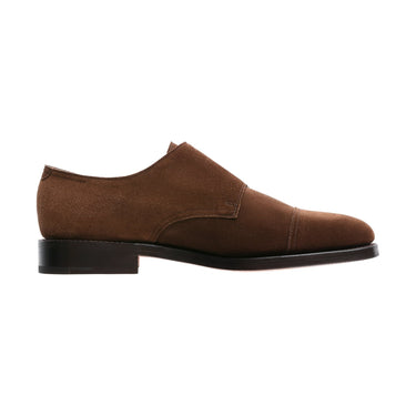 John Lobb "William" Suede Double Monk with Hand-Stitched Cap Toe in Dark Brown - SARTALE