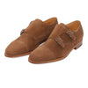 John Lobb "William" Suede Double-Monk Shoes with Hand-Stitched Cap Toe in Light Brown - SARTALE