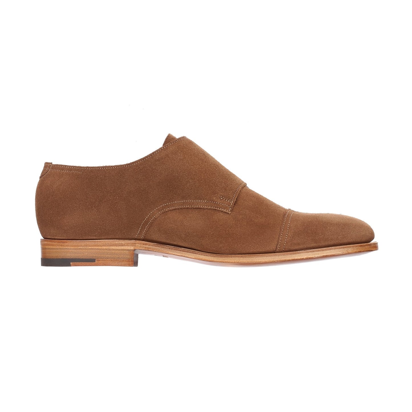 John Lobb "William" Suede Double-Monk Shoes with Hand-Stitched Cap Toe in Light Brown - SARTALE