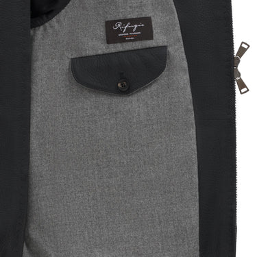 Alfredo Rifugio Leather Bomber Jacket in Dark Blue - SARTALE