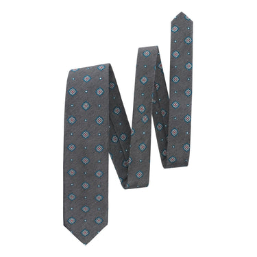 Bigi Embroidered Woven Silk Tie in Grey - SARTALE