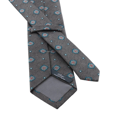 Bigi Embroidered Woven Silk Tie in Grey - SARTALE