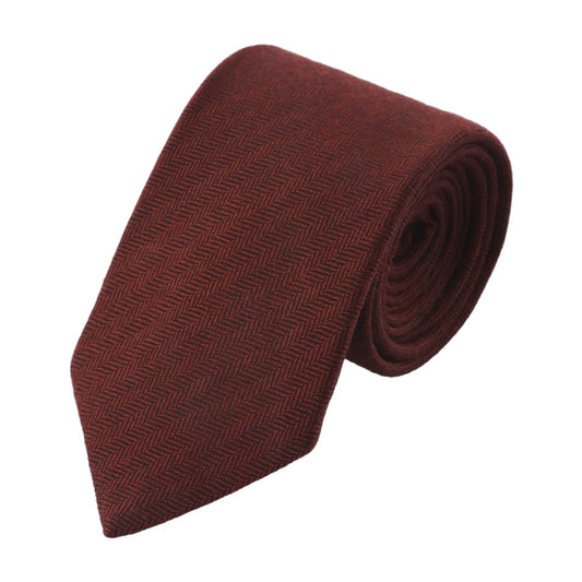 Bigi Herringbone Cashmere Tie in Red - SARTALE