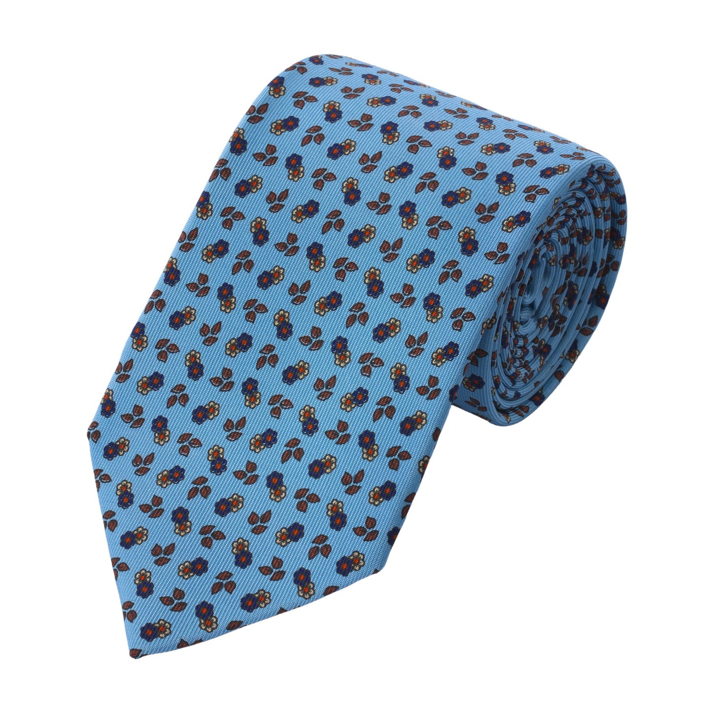 Bigi Plain Hand Printed Silk Tie in Blue - SARTALE