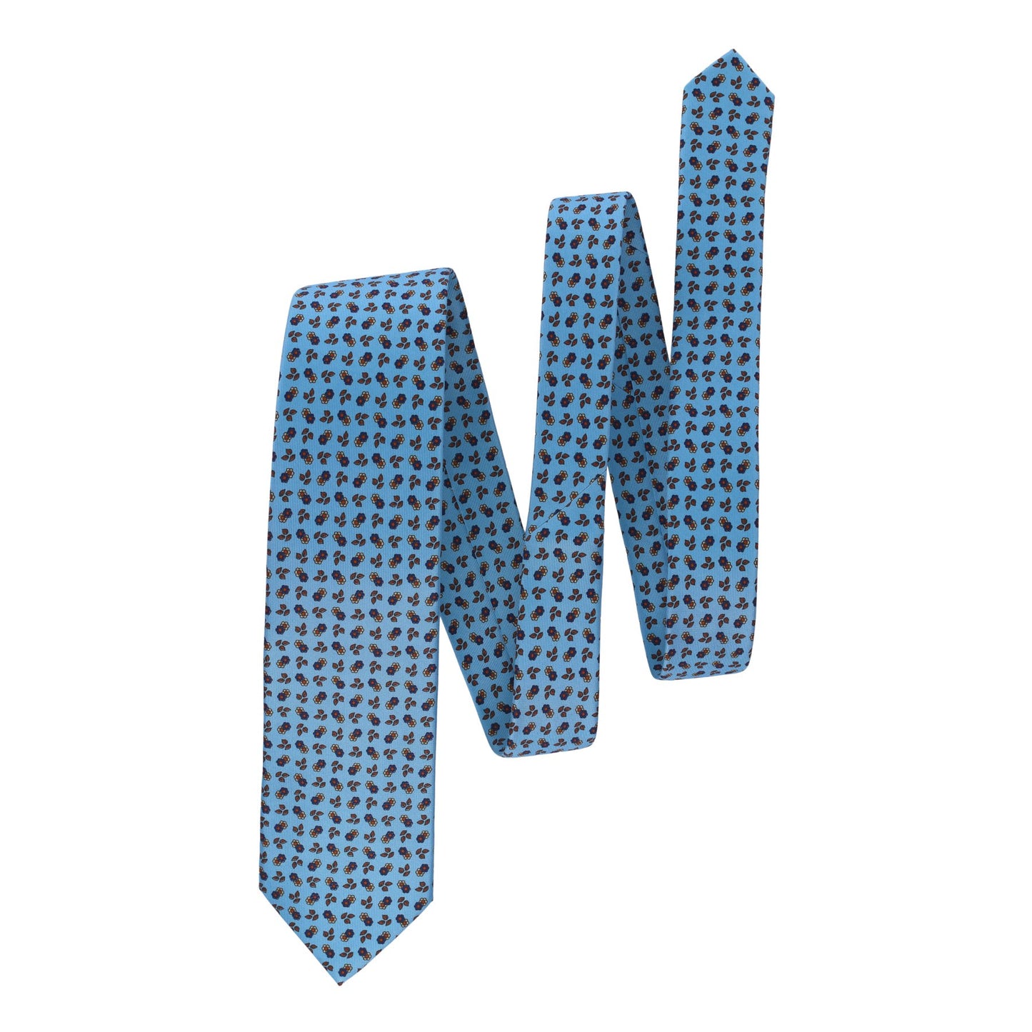 Bigi Plain Hand Printed Silk Tie in Blue - SARTALE