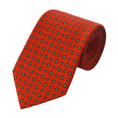 Bigi Plain Hand Printed Silk Tie in Orange Red - SARTALE