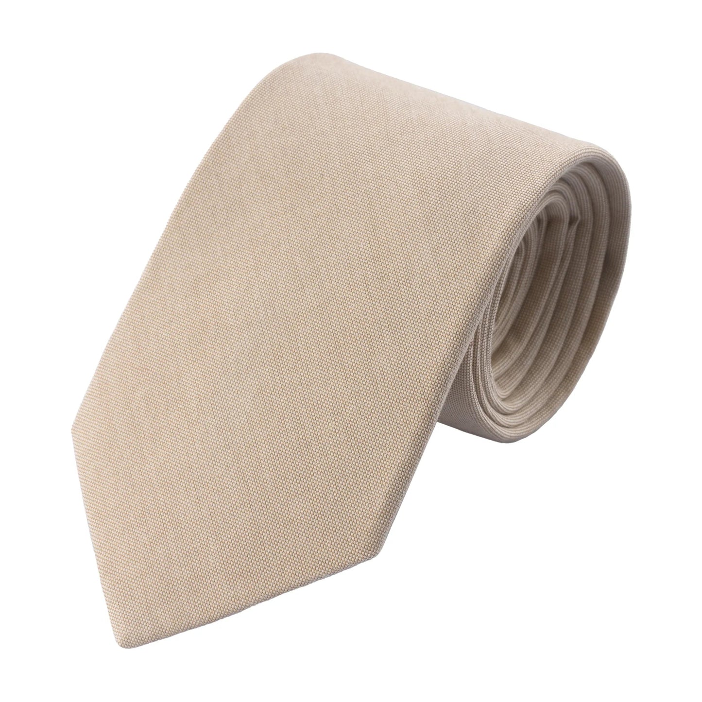 Bigi Plain Lined Cotton Beige Tie - SARTALE