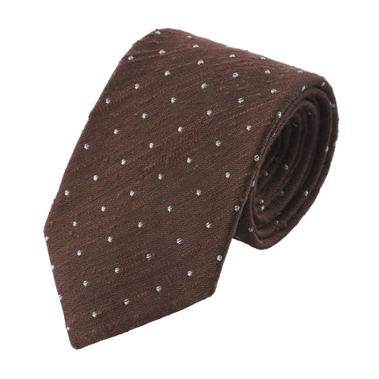 Bigi Polka Dot Shantung Silk Tie in Brown - SARTALE