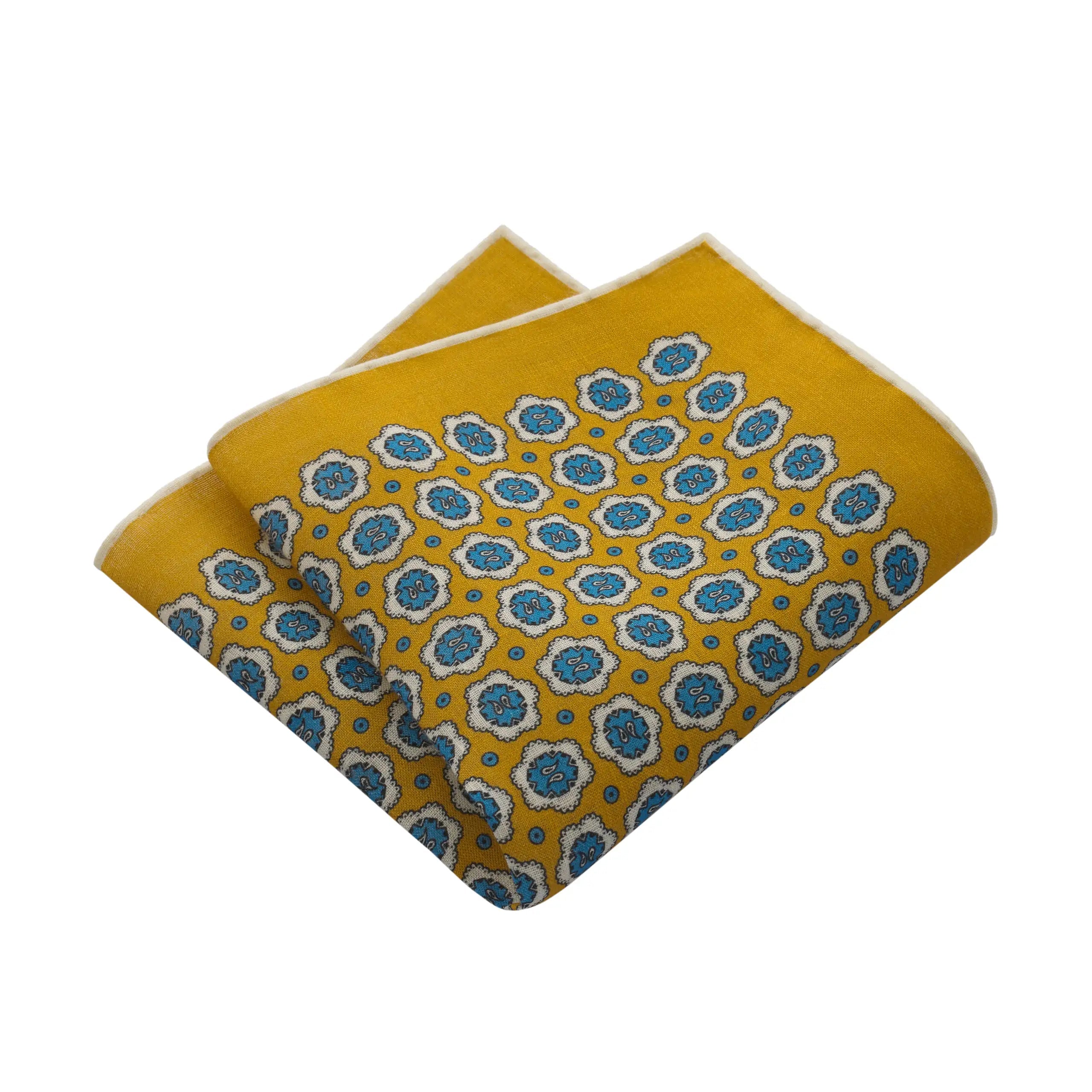 Bigi Printed Linen Pocket Square
