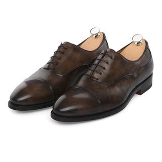 Bontoni "Filosofo" Five-Eyelet Oxford with Folded-Edge Cap Toe Detail in Grigio Cioccalato - SARTALE