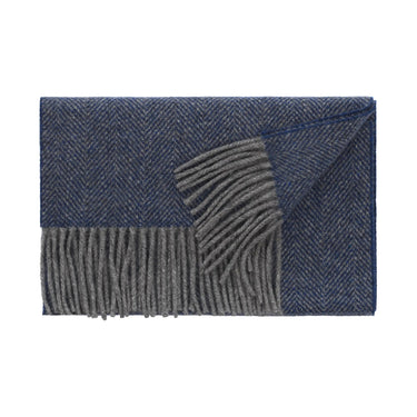 Bontoni Herringbone Blue Cashmere Scarf - SARTALE