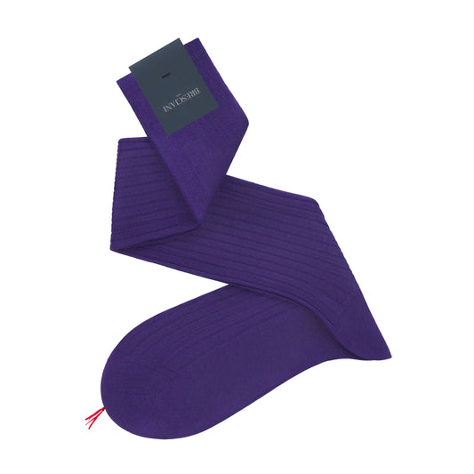 Bresciani Cotton Long Socks in Violet - SARTALE