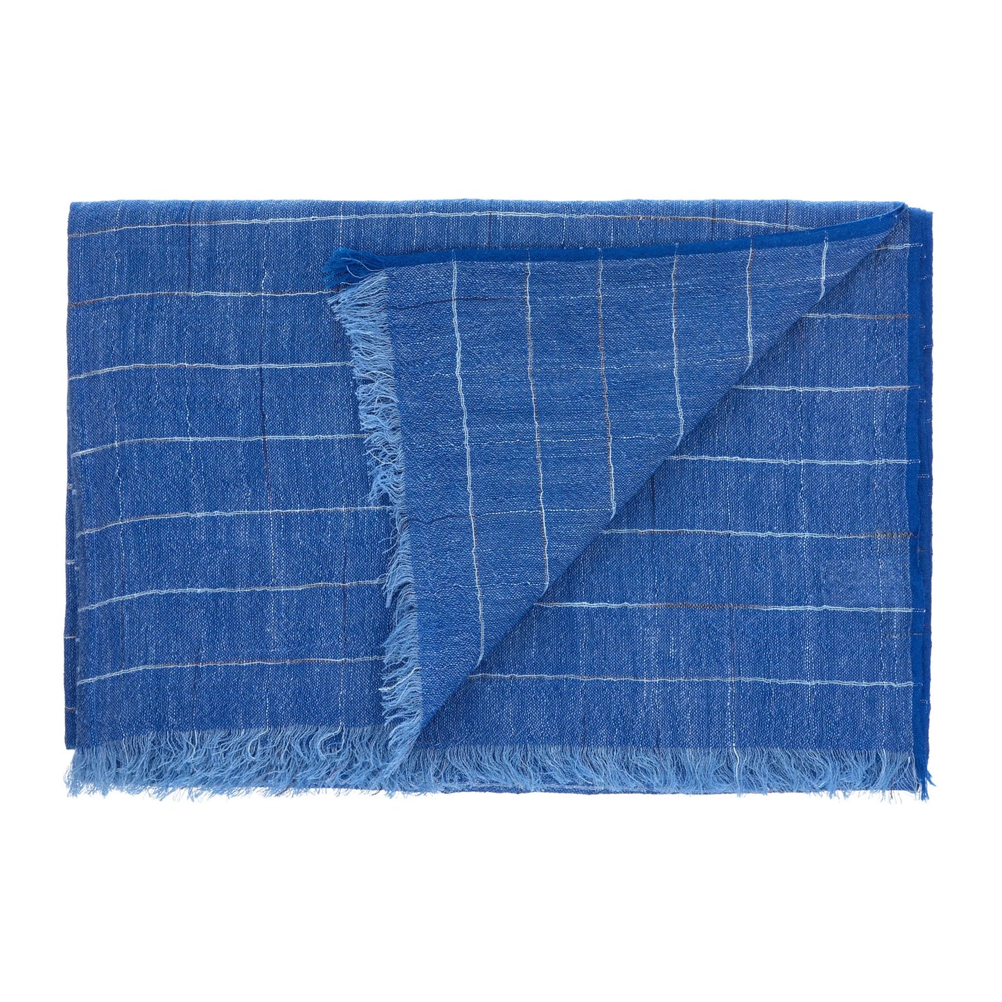 Cesare Attolini Fringed Striped Linen and Cashmere-Blend Scarf in Blue - SARTALE