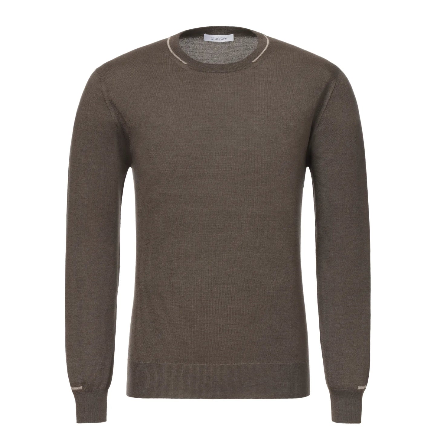 Cruciani Cashmere Blend Sweater in Earth Brown with White Details - SARTALE