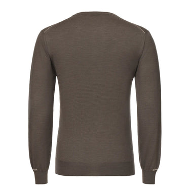 Cruciani Cashmere Blend Sweater in Earth Brown with White Details - SARTALE