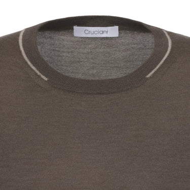 Cruciani Cashmere Blend Sweater in Earth Brown with White Details - SARTALE