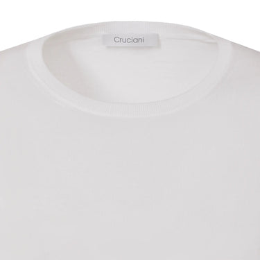Cruciani | Cotton White T-Shirt Sweater | SARTALE Cruciani | Cotton White T-Shirt Sweater | SARTALE