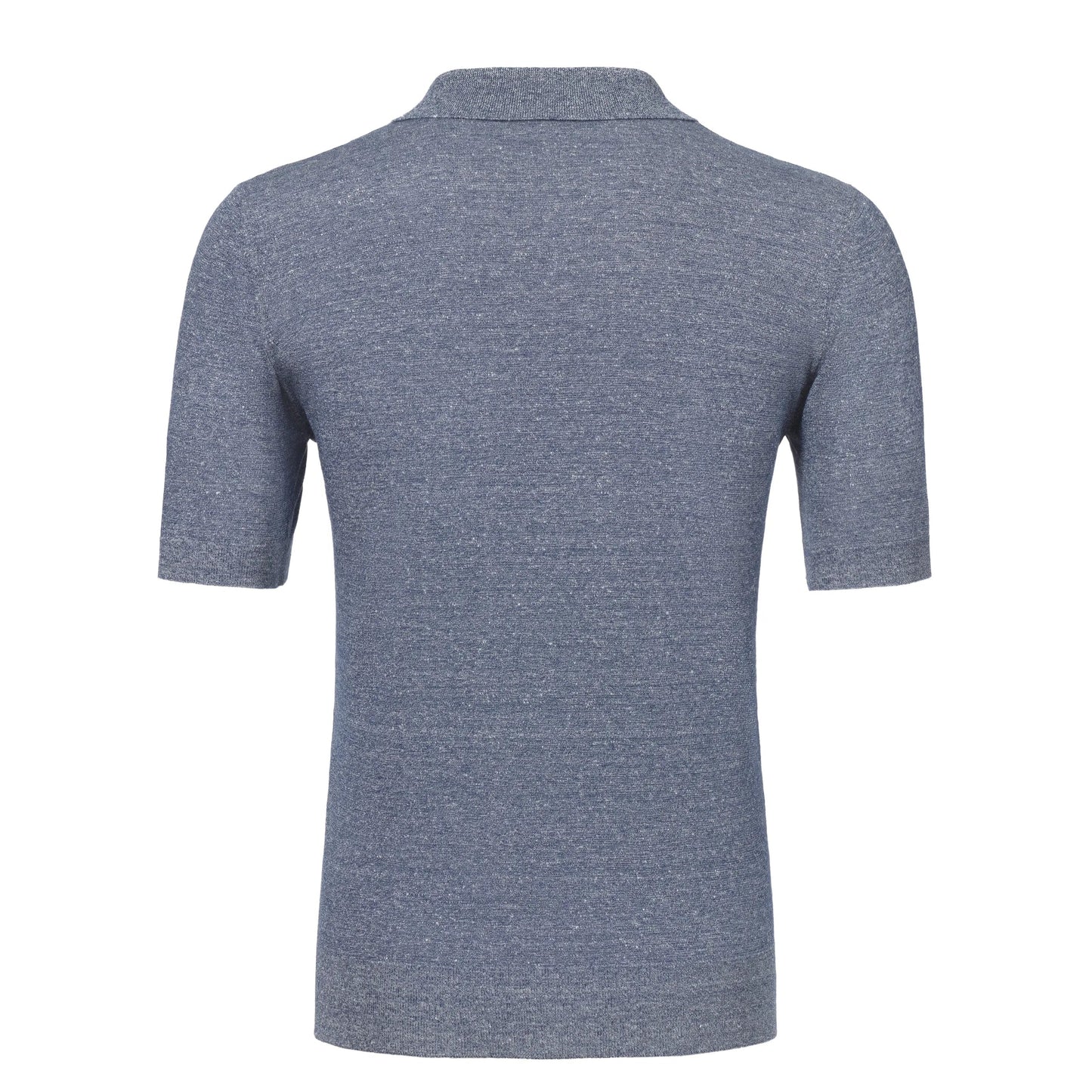 Cruciani Linen-Blend Sweater Polo in Blue Melange - SARTALE
