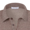 Cruciani Linen-Blend Sweater Polo in Brown Melange - SARTALE
