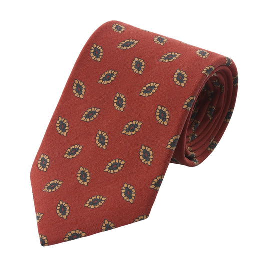 Drake's Leaf Printed Silk Tie in Red - SARTALE
