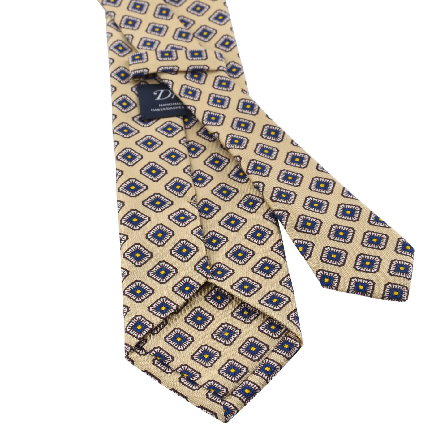 Drake's Printed Panama Self-Tipped Silk Tie in Yellow - SARTALE