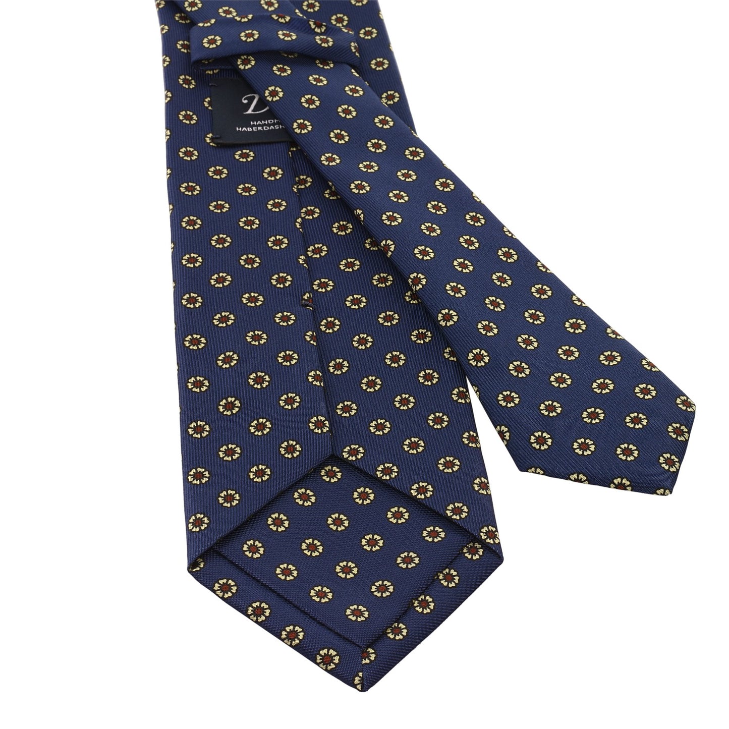 Drake's Printed Self-Tipped Silk Tie with Blue Design - SARTALE