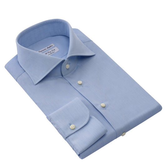 Emanuele Maffeis "All Day Long Collection" Cotton Light Blue Shirt with Cutaway Collar - SARTALE