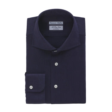 Emanuele Maffeis "All Day Long" Linen Shirt in Dark Blue - SARTALE
