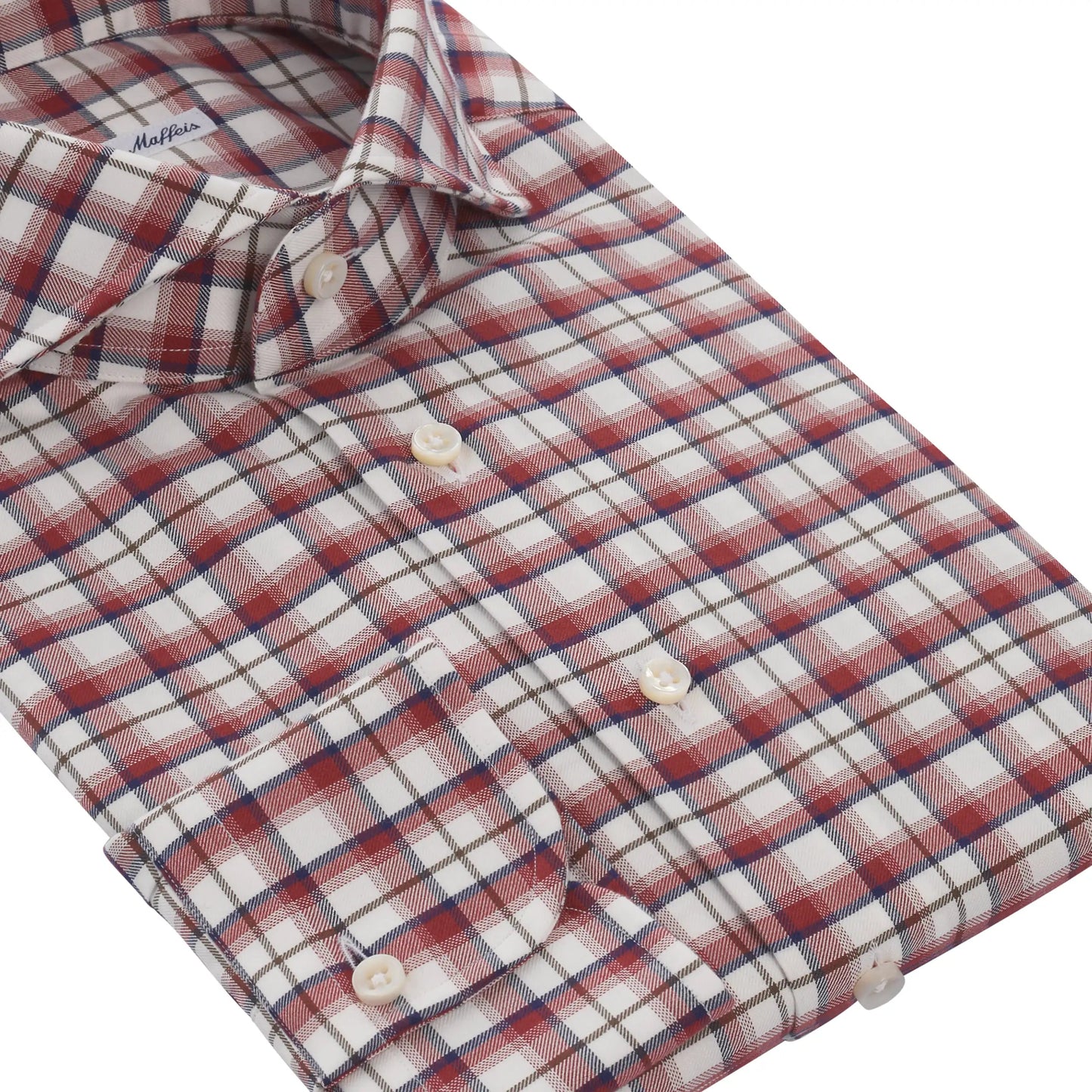 Emanuele Maffeis Checked Cotton Shirt in Red Multicolor - SARTALE