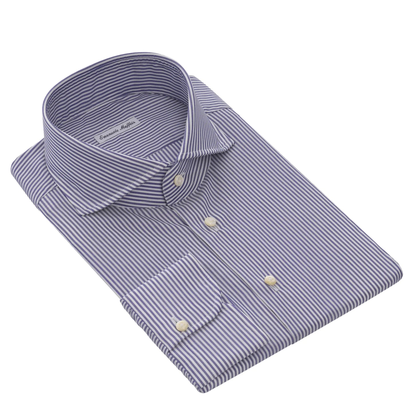 Emanuele Maffeis Classic Cotton Striped Blue Shirt - SARTALE