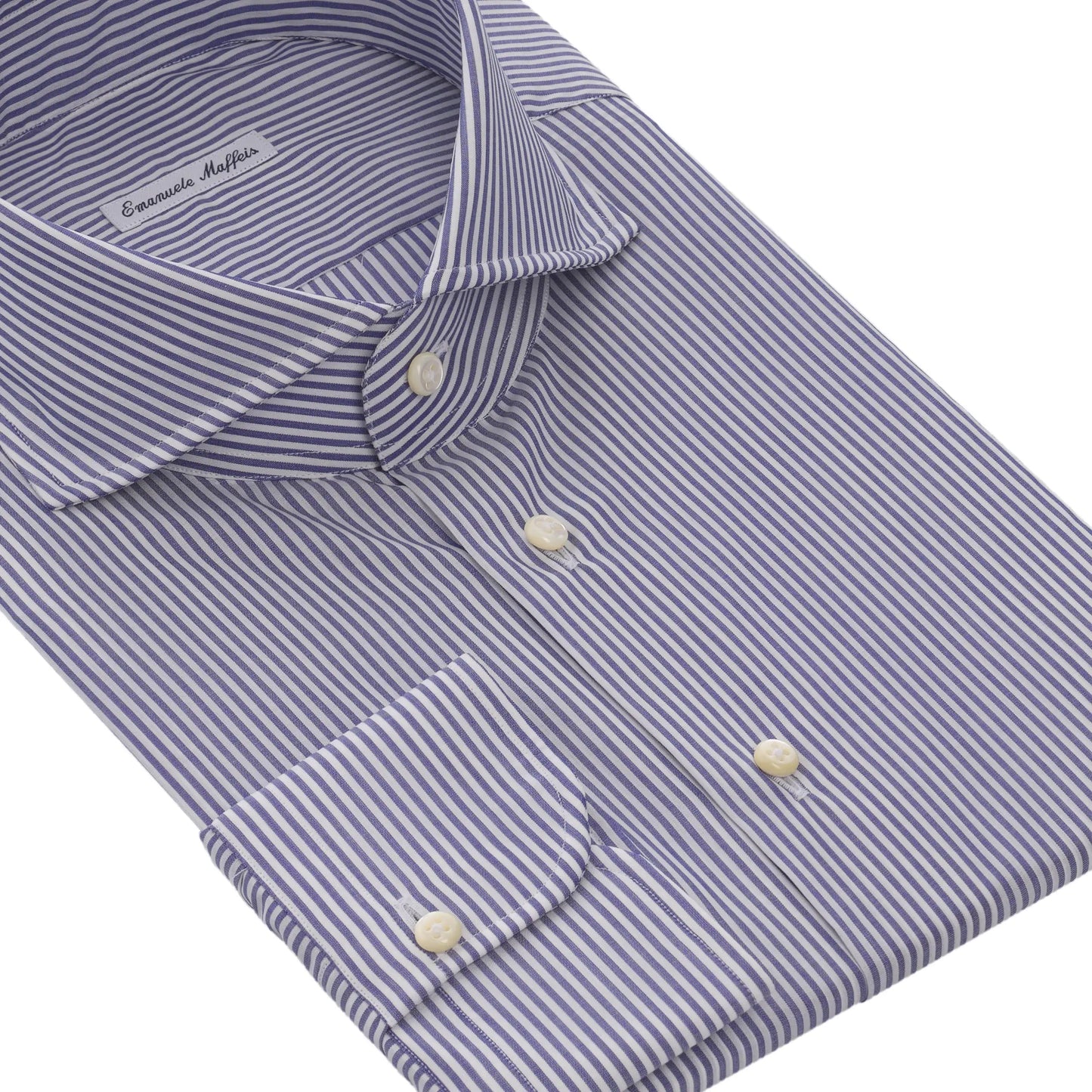 Emanuele Maffeis Classic Cotton Striped Blue Shirt - SARTALE