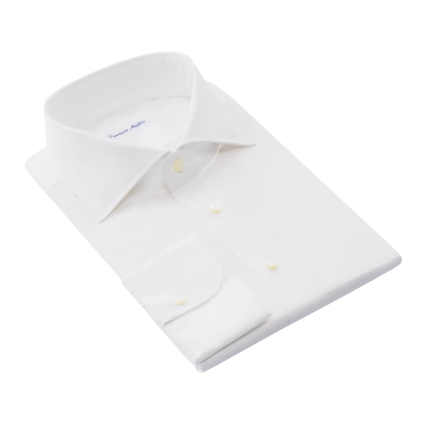 Emanuele Maffeis Classic Cotton White Shirt with Cutaway Collar - SARTALE
