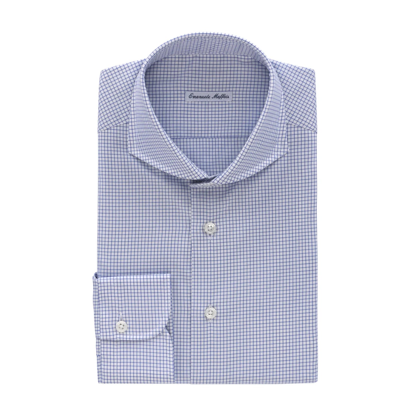 Emanuele Maffeis Cotton Checked Blue and White Shirt - SARTALE