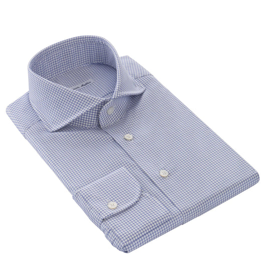 Emanuele Maffeis Cotton Checked Blue and White Shirt - SARTALE