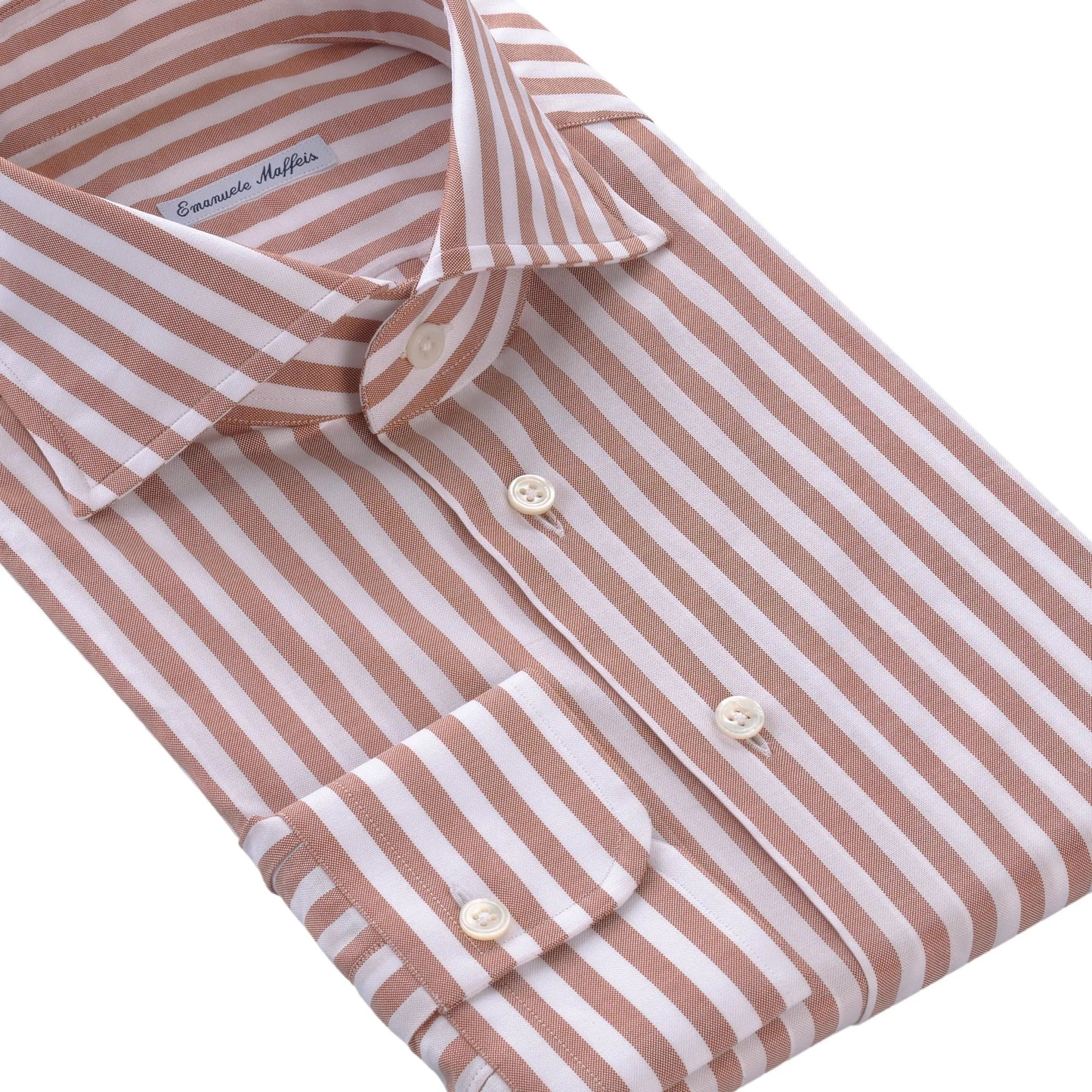Emanuele Maffeis Cotton Striped Shirt in White and Peach Orange - SARTALE