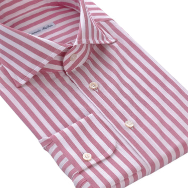 Emanuele Maffeis Cotton Striped Shirt in White and Pink - SARTALE
