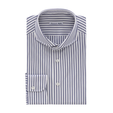 Emanuele Maffeis Cotton White Shirt with Blue Stripes - SARTALE