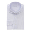 Emanuele Maffeis Double-Stripe Cotton White and Blue Shirt with Shark Collar - SARTALE