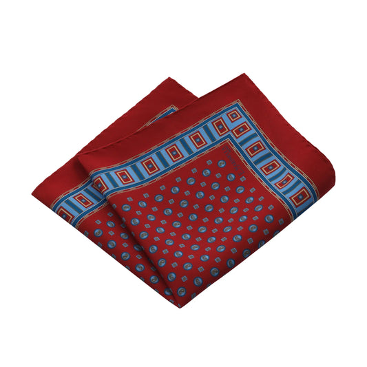 E.Marinella Printed Silk Pocket Square in Red - SARTALE