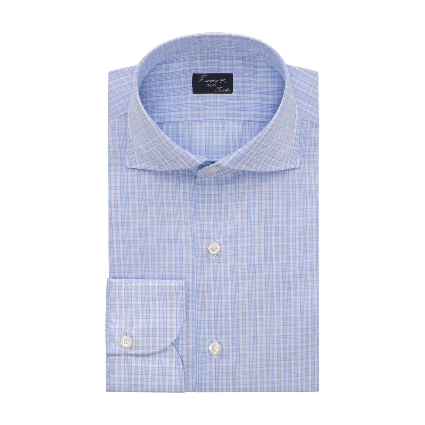 Finamore Check Cotton Classic Napoli Shirt in Light Blue - SARTALE