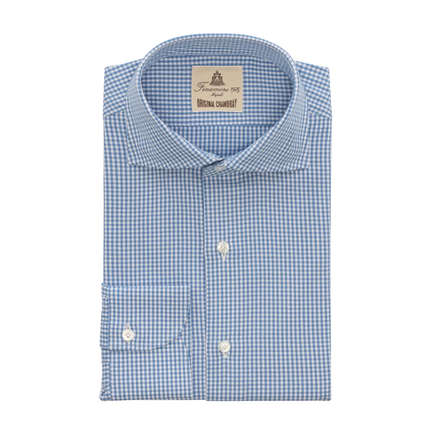 Finamore Checked Cotton Blue and White Shirt - SARTALE