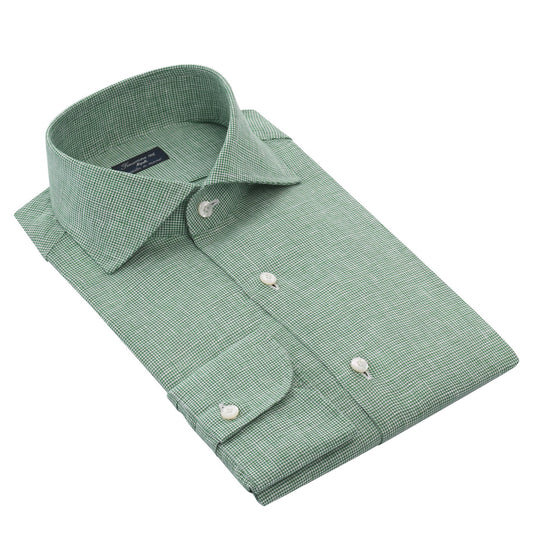 Finamore Classic Napoli Linen Shirt in Green - SARTALE