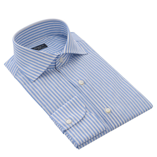 Finamore Classic Napoli Shirt with Striped Sticks in Light Blue - SARTALE