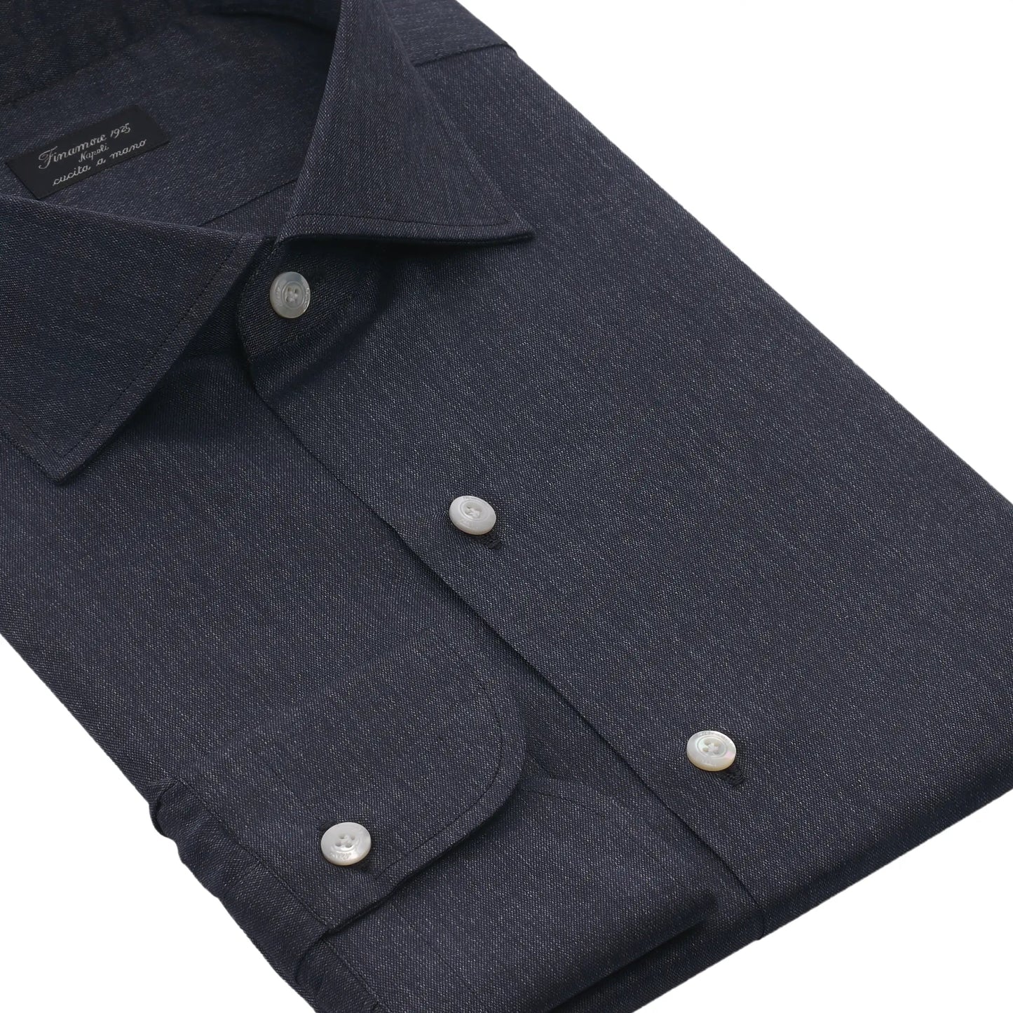 Finamore Cotton-Blend Shirt in Dark Blue - SARTALE
