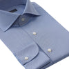 Finamore Herringbone Alumo-Cotton Shirt with Spread Collar in Light Blue - SARTALE