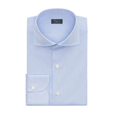 Finamore Light Blue Plain Cotton Shirt - SARTALE