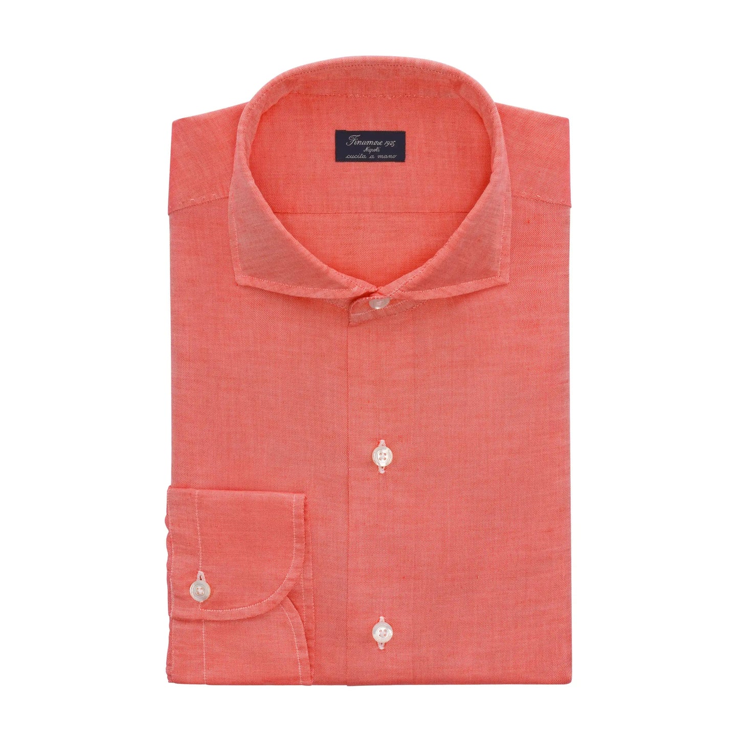 Finamore Linen-Blend Shirt in Peach Orange - SARTALE