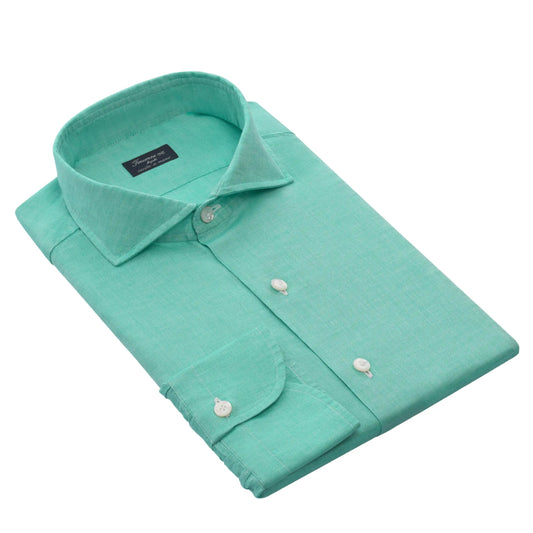 Finamore Linen-Blend Shirt in Sea Blue - SARTALE